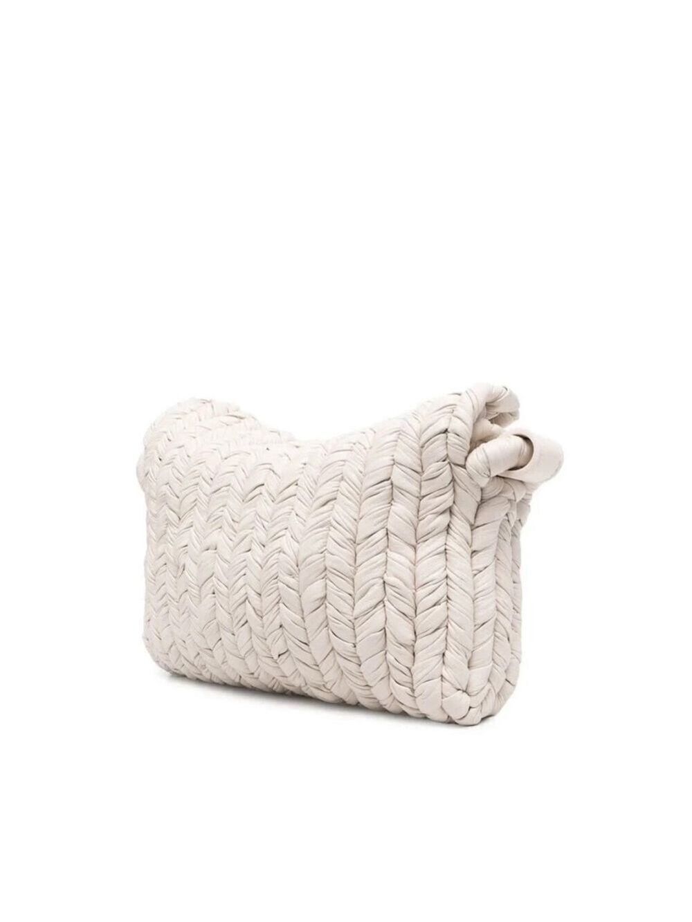 Nanushka - Busket Baguette Woven Shoulder Bag Off-White